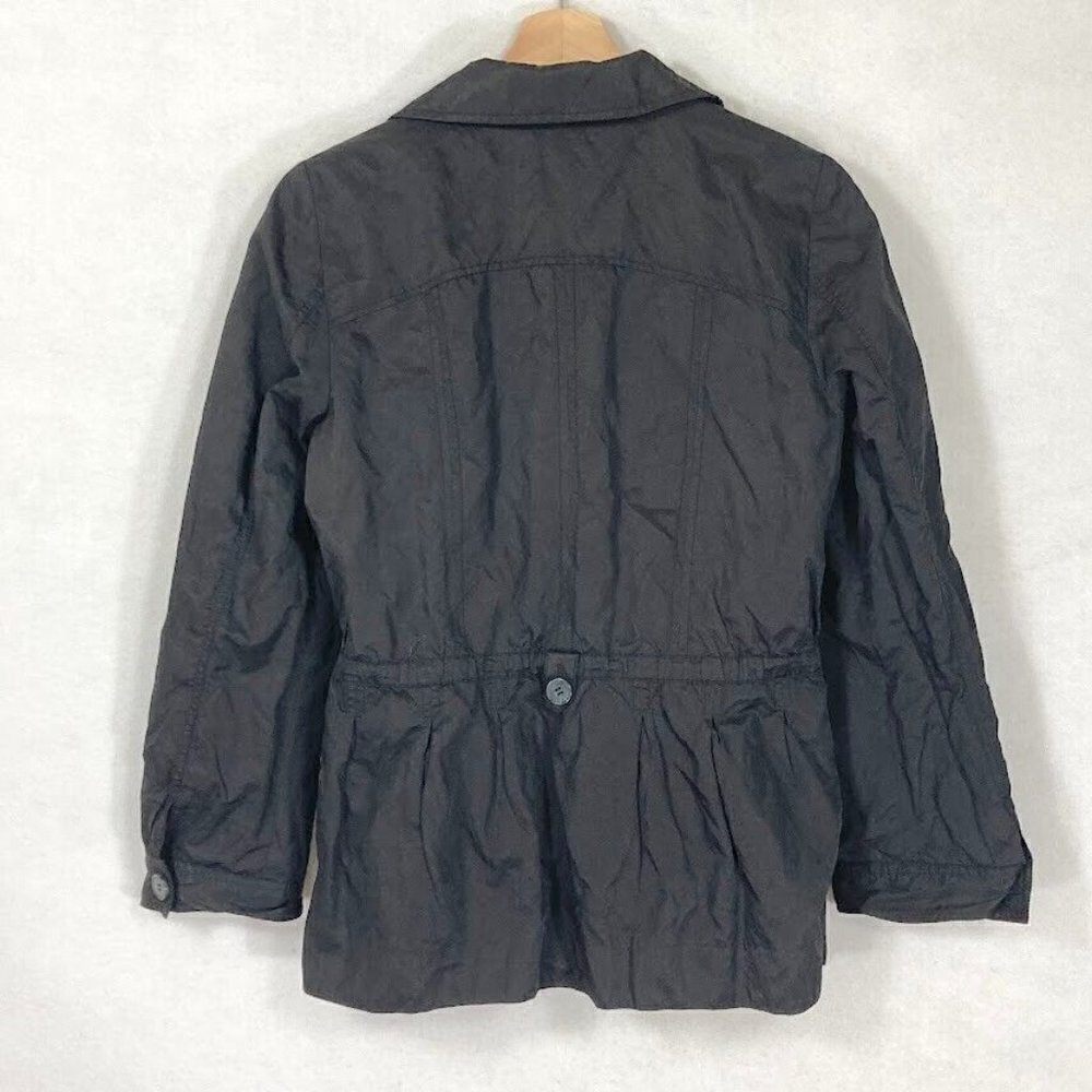 Chico's Lightweight Rain Utility Jacket Roll Tab Sleeves Black Small - Picture 4 of 6